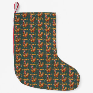 Petite Chaussette De Noël Poulet de Noël criant F drôle Caw F Coq