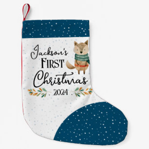Petite Chaussette De Noël Premier Noël mignon animal boisé