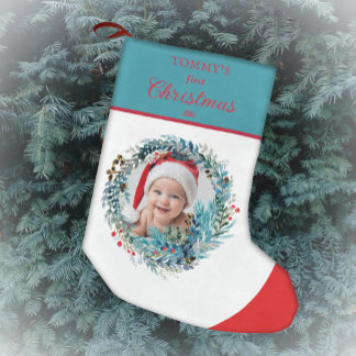 Petite Chaussette De Noël Première couronne d'aquarelle de Noël pour bébé
