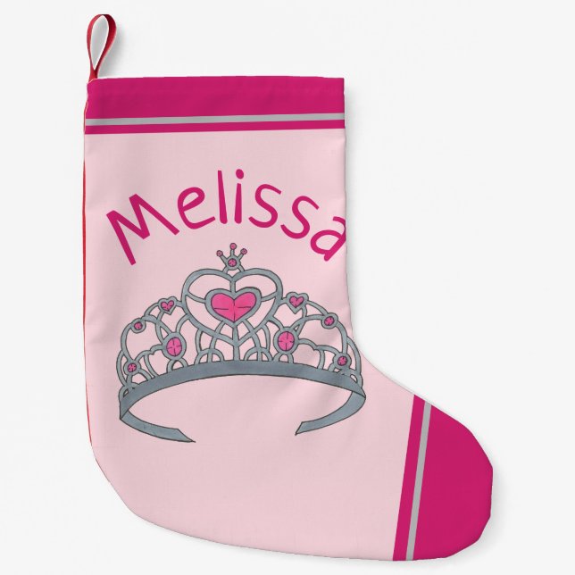 Petite Chaussette De Noël Princesse Rose Reine Tiara Couronne habillée (Devant)