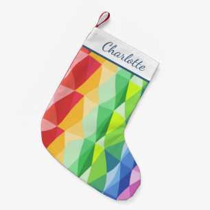 Petite Chaussette De Noël Prisme arc-en-ciel géométrique Abstraite Nom perso