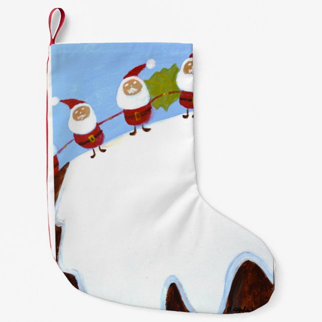 Petite Chaussette De Noël Pudding de Noël et Santas (Devant)