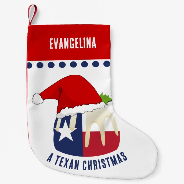 Petite Chaussette De Noël Pudding TEXAN CHRISTMAS personnalisé (Devant)