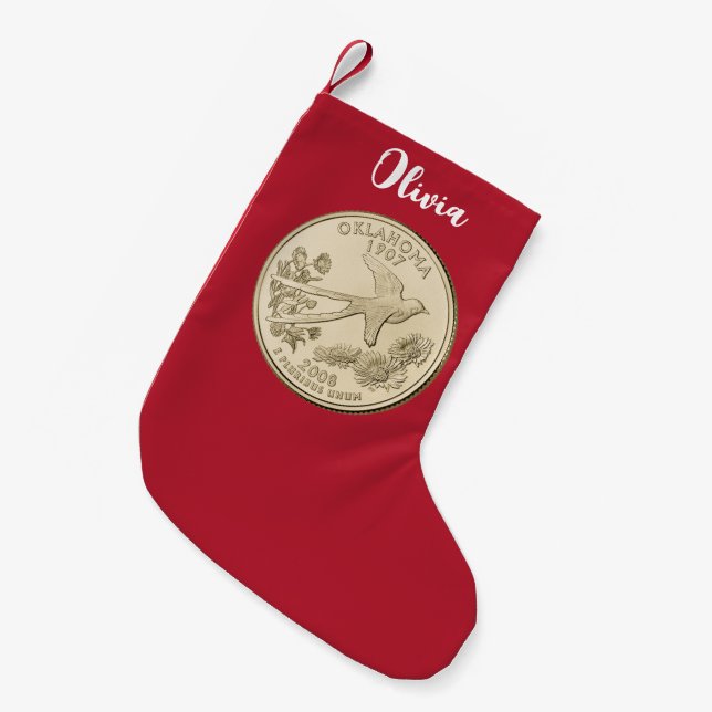 Petite Chaussette De Noël Quartier national de l'Oklahoma teinté Personnalis (Devant (Accrochage))