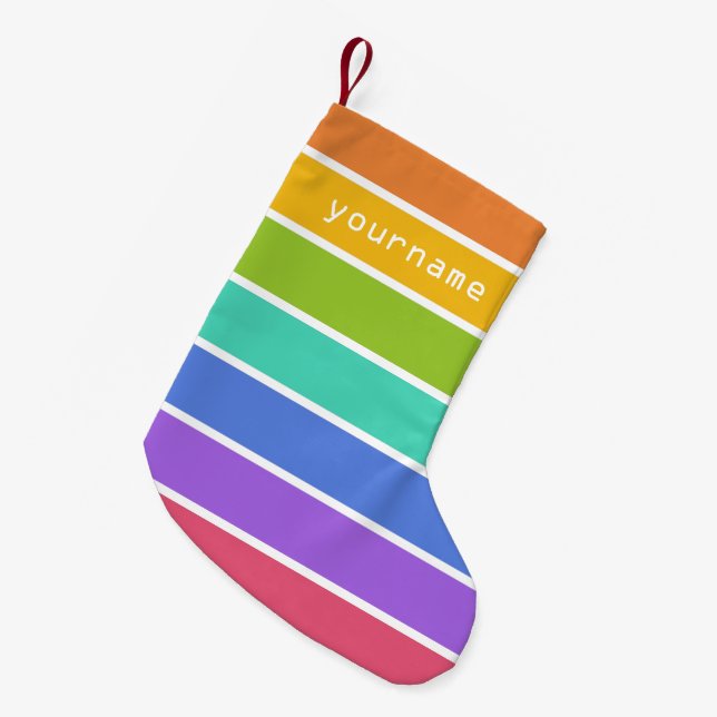 Petite Chaussette De Noël Rainbow Colours personnalisé Stockage de Noël (Devant (Accrochage))