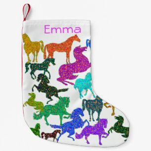 Petite Chaussette De Noël Rainbow Horses - "Dotty about Horses !"