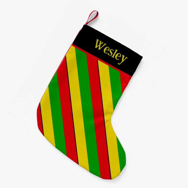 Petite Chaussette De Noël Rasta Flag Colors Striped (Devant (Accrochage))