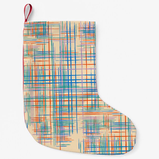 Petite Chaussette De Noël rayures Abstraites, tapis de gazon ethnique coloré (Devant)