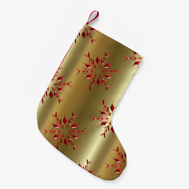 Petite Chaussette De Noël Red Christmas Stars on Gold (Devant (Accrochage))