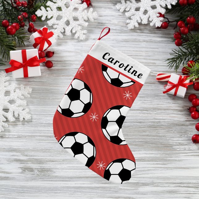 Petite Chaussette De Noël Red Festier Soccer Ball & Snowflake Enfants Nom No (Créateur téléchargé)