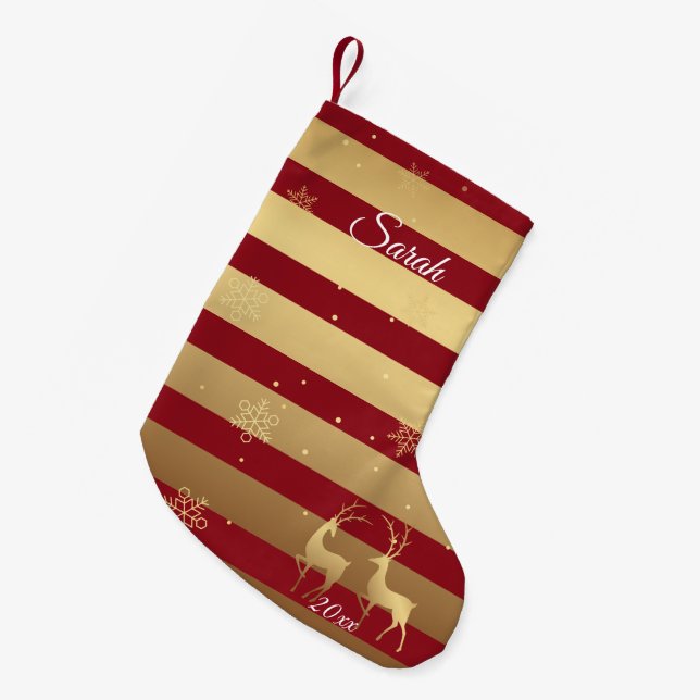 Petite Chaussette De Noël Red Gold Peace Woodland Deer (Devant (Accrochage))