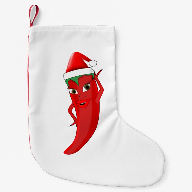 Petite Chaussette De Noël Red Hot Pepper Diva Avec Casquette Santas (Devant)