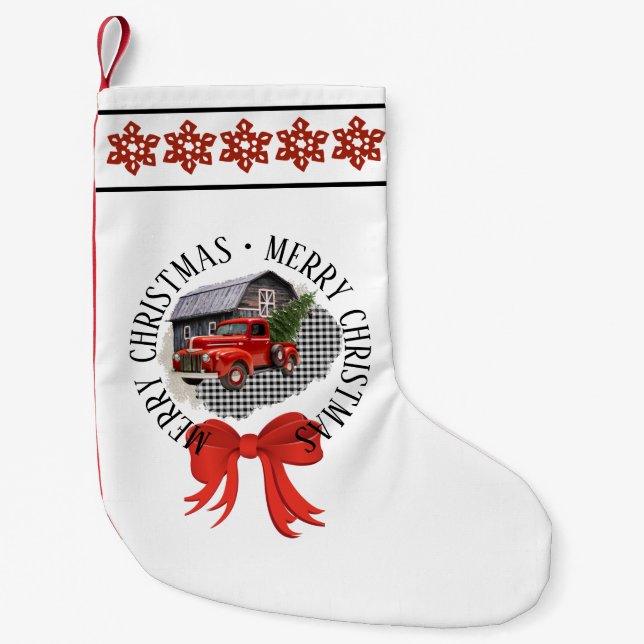 Petite Chaussette De Noël Red Pick Up Truck Christmas Stocking (Devant)
