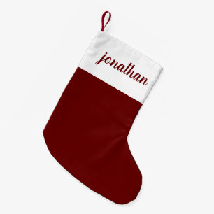 Petite Chaussette De Noël Red Rustic Script Nom personnalisé Noël