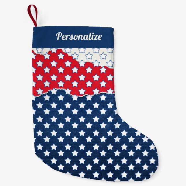 Petite Chaussette De Noël Red White & Blue American Stars Noël (Devant)