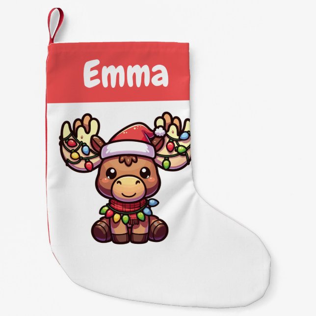 Petite Chaussette De Noël Reindeer Joyeux Noël Animaux d'hiver Moose (Devant)