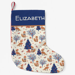 Petite Chaussette De Noël Renard d'art populaire scandinave dans l'arbre de 
