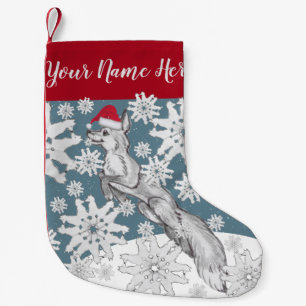 Petite Chaussette De Noël Renard, Santa Hat, Flèches de neige Blue Winter Ho