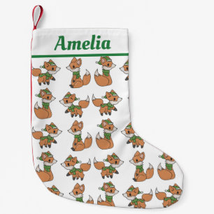 Petite Chaussette De Noël Renards dans les écharpes d'hiver Personnalisé