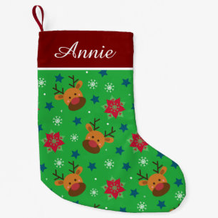 Petite Chaussette De Noël Renne Mignon & Flocon de Neige Personnalisé