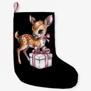 Petite Chaussette De Noël Renne Rétro Vintage Rose Noël Bébé Cerf