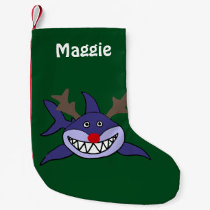 Petite Chaussette De Noël Requin drôle de Noël avec le nez rouge