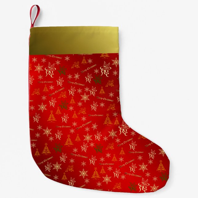 Petite Chaussette De Noël réserve de noël or et rouge (Devant)
