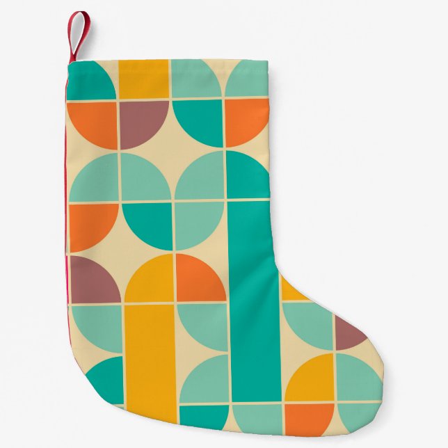 Petite Chaussette De Noël Retro Abstrait : Design intemporel sans fil. (Devant)