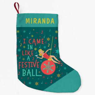 Petite Chaussette De Noël Rétro femme de Noël drôle sur la boule de fête