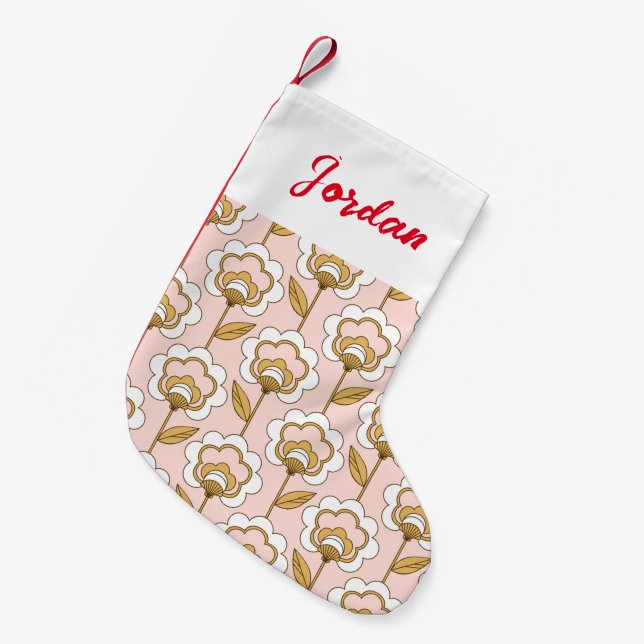Petite Chaussette De Noël Retro Jardin rose motif floral (Devant (Accrochage))