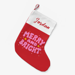 Petite Chaussette De Noël Retro Merry et Bright Holiday Design
