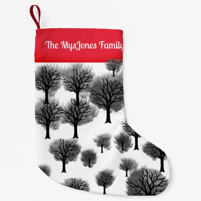 Petite Chaussette De Noël Rétro minimaliste personnalisé Arbres de vacances  (Devant)