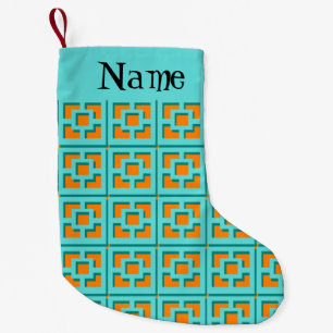 Petite Chaussette De Noël Rétro Turquoise et Orange Noël Stocker