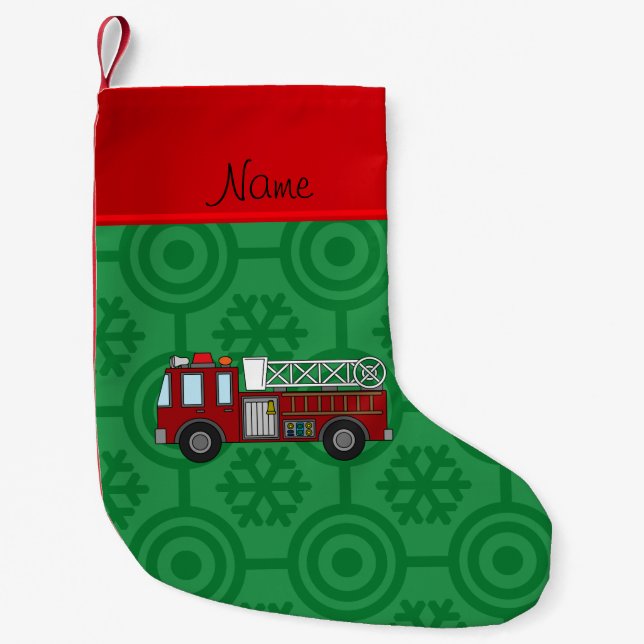 Petite Chaussette De Noël Rétros flocons de neige personnalisés de vert (Devant)