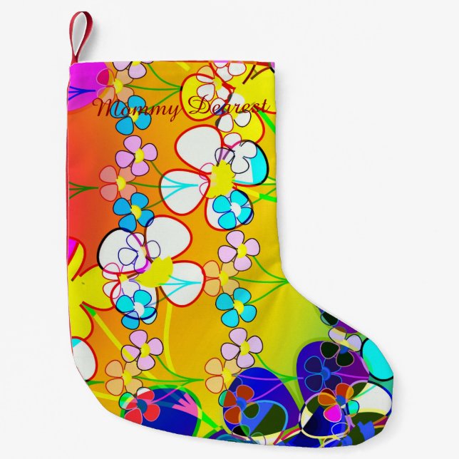 Petite Chaussette De Noël Rétros pensées de flower power (Devant)