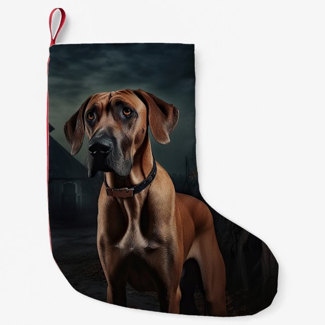 Petite Chaussette De Noël Rhodesian Ridgeback Halloween effrayant (Devant)