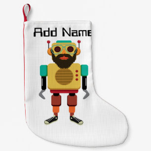 Petite Chaussette De Noël Robot rétro Hipster