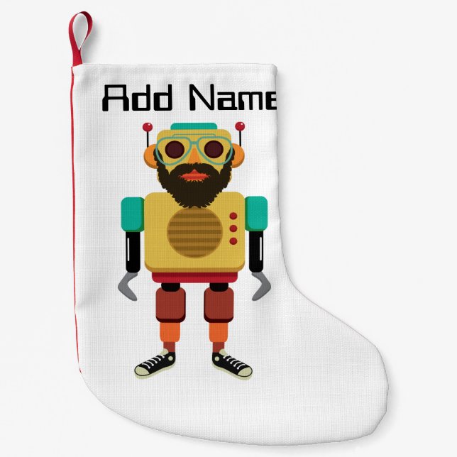 Petite Chaussette De Noël Robot rétro Hipster (Devant)