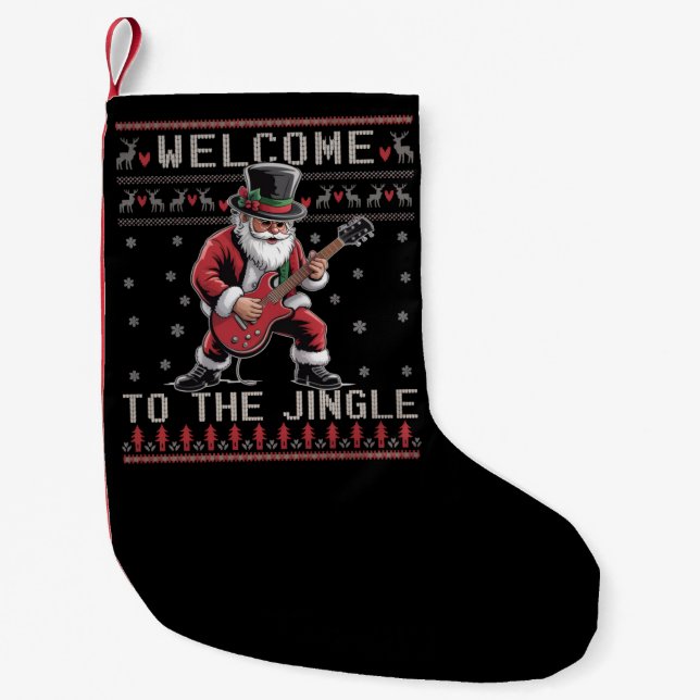 Petite Chaussette De Noël Rock n Roll Christmas Rocker Santa Ugly Christmas  (Devant)