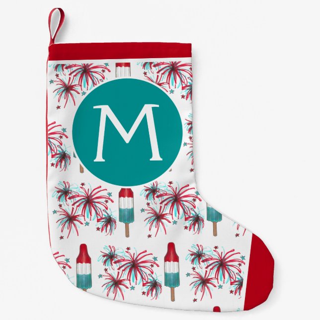 Petite Chaussette De Noël Rocket Pop Popsicle Fireworks Patriotique Juillet  (Devant)