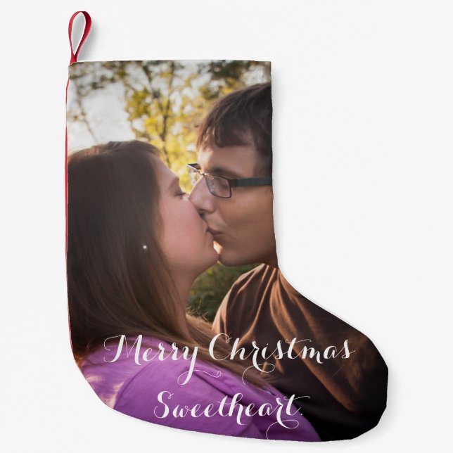 Petite Chaussette De Noël Romantique cadeau de Noël Stocker photo personnali (Devant)