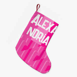 Petite Chaussette De Noël Rose chaud rétro personnalisé