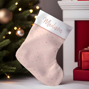 Petite Chaussette De Noël Rose Gold Blush Rose Confettis Personnalisé