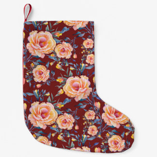 Petite Chaussette De Noël Roses, sans soudure, motif arrière - plan rouge