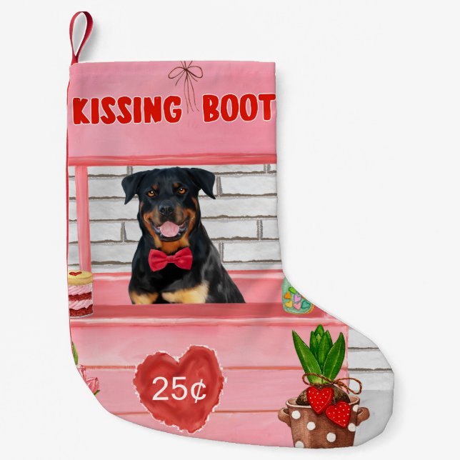 Petite Chaussette De Noël Rottweiler Chien Valentine's Day Kissing Booth (Devant)