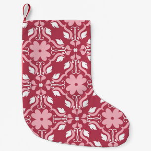 Petite Chaussette De Noël Rouge, beige à fleurs, papier peint motif sans cou