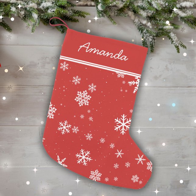 Petite Chaussette De Noël Rouge Blanc Fluge de neige Stylish Festif Personna (Créateur téléchargé)