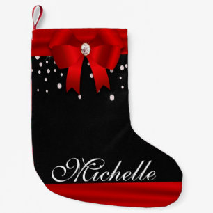 Petite Chaussette De Noël Rouge et Noël personnalisé par noir