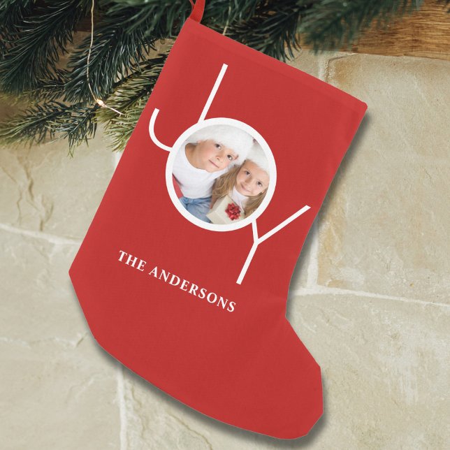 Petite Chaussette De Noël Rouge photo personnalisée (Créateur téléchargé)