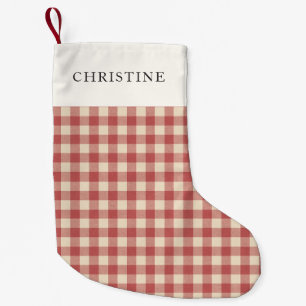 Petite Chaussette De Noël Rouge rustique En vichy moderne Noël